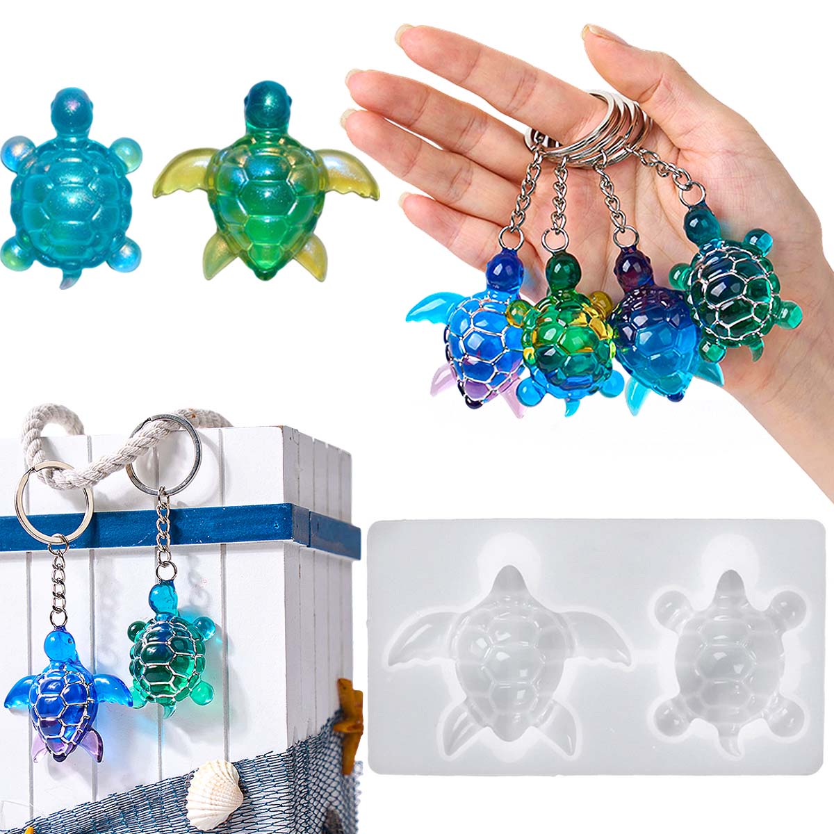 Jewelry Making Mold - LLavero de tortuga marina 3D, molde