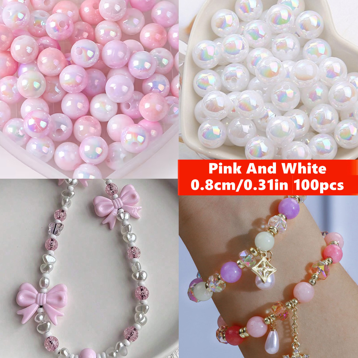8mm 100 piezas de cuentas acrí - Jewelry Making For Couples reseña y precio